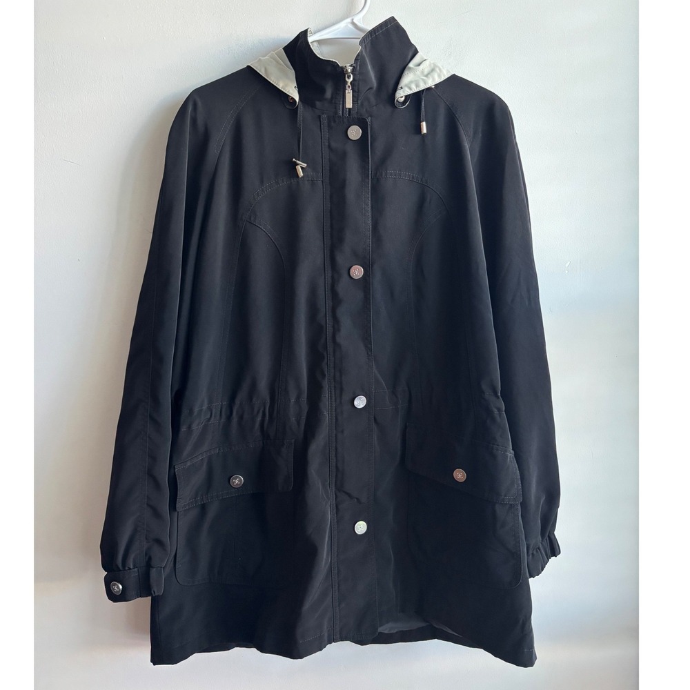 Gallery Black Rain Jacket Women Size L